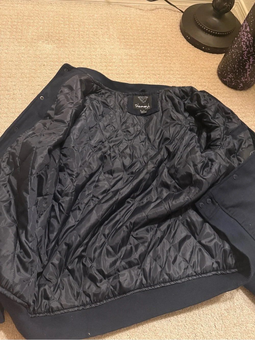 Diamond Supply Co. Navy Blue Varsity Bomber Jacket with Diamond Logo